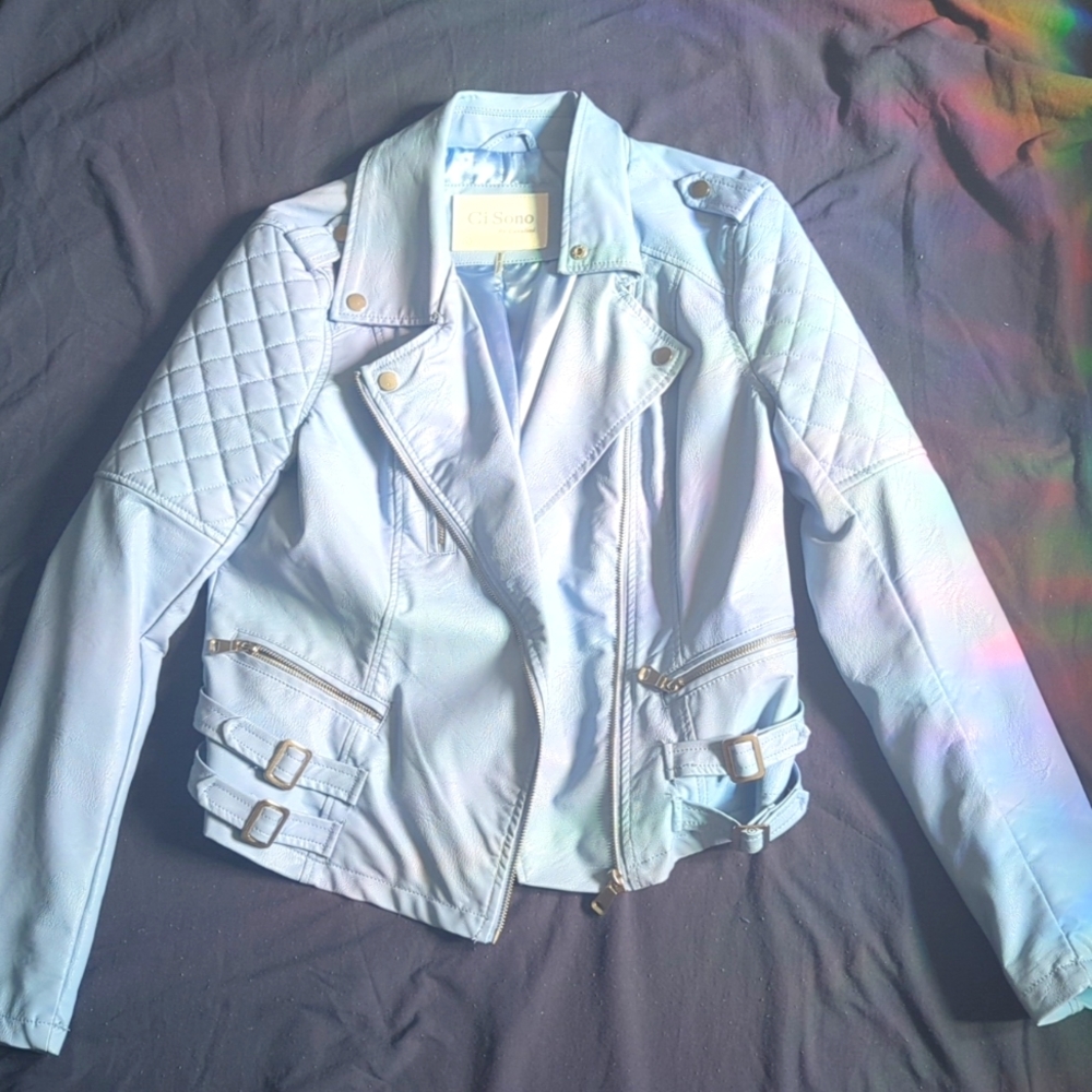 Powder Blue Pleather Jacket